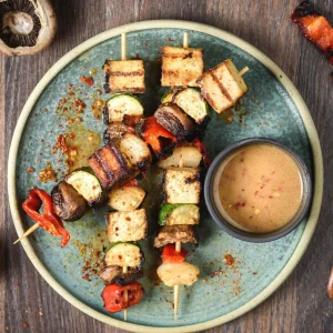 plate of vegetable kebabs