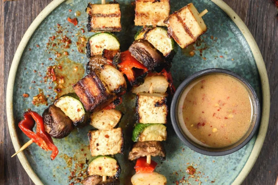 plate of vegetable kebabs